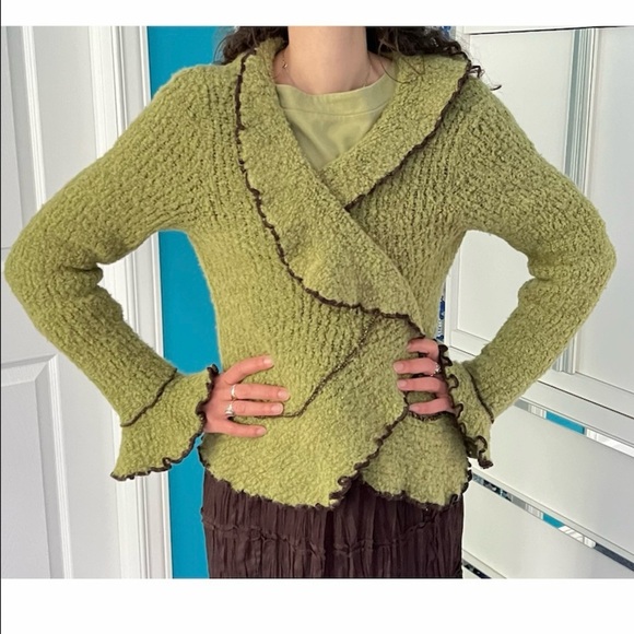 Green Textured Women's Cardigan - Picture 6 of 12